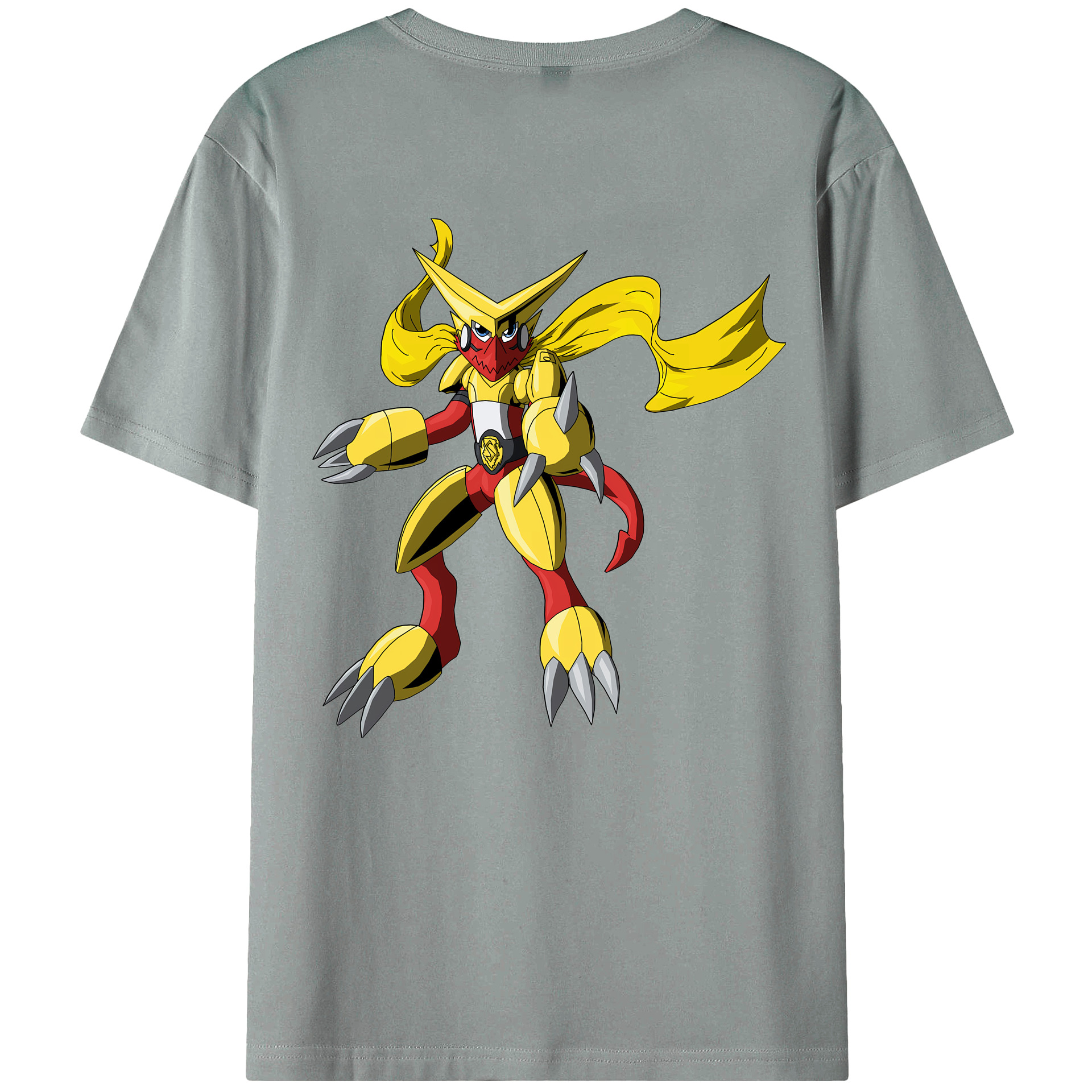 （画像用） Digimon デジタルモンスター/デジモン 綿100％ メンズ半袖Tシャツ（バックプリント） 通気性